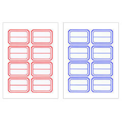 사각라벨6(2x4)(1장-라벨8개)/(10P) /2색(빨강,파랑 선택)