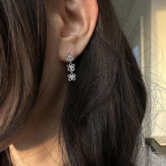 [925silver] Flower drop earring
