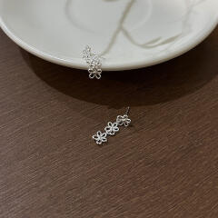 [925silver] Flower drop earring