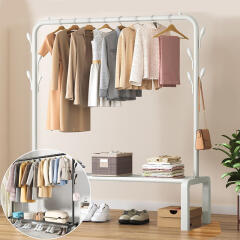 2n1 이동식 철제 스탠드 옷걸이 옷장 선반 헹거