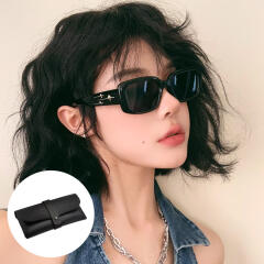 아델린 오벌형 아시안핏 블랙 뿔테 선글라스 UV400