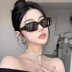 아델린 오벌형 아시안핏 블랙 뿔테 선글라스 UV400