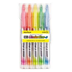 문화 언더라인 에스형광펜 5세트 4 0mm 5색
