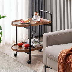 2단 너티 우드 이동식 거실 소파 사이드 테이블 협탁