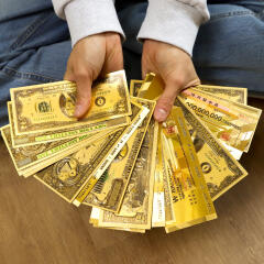 황금 골드 금박 행운 금 지폐 돈 종이돈 촬영 소품