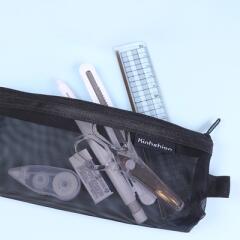 메쉬 망사 필통 4color [무지 매쉬 투명 블랙 그물 시스루 펜 파우치 케이스]