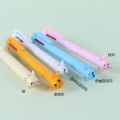 스탠딩 동물 캐릭터 볼펜 5종 [특이한 신기한 예쁜 판촉 3색 펜 국산볼펜]