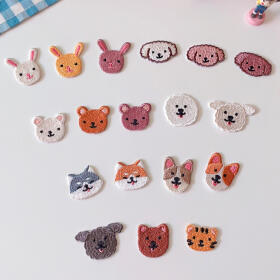 미니 동물 얼굴 비숑 곰 토끼 자수 패치 와펜(18종)