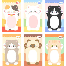 6종 접착식 고양이 동물 포스트잇 메모지 점착메모지