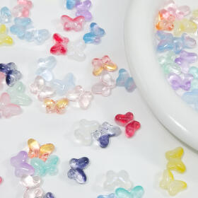 유리 나비 비즈 글라스 둥근 동글 원석 그라데이션