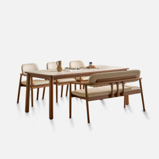 벨로앙 세라믹 벤치 6인 원목식탁세트