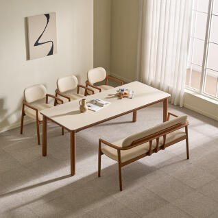 벨로앙 세라믹 벤치 6인 원목식탁세트