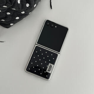 도트 컬러 라벨 Z플립 실버 에폭시 범퍼케이스