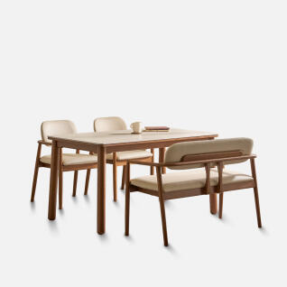 벨로앙 세라믹 벤치 4인 원목식탁세트