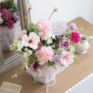 카네이션 조화 화분 핑크 보자기 set 33x43cm 꽃 장식