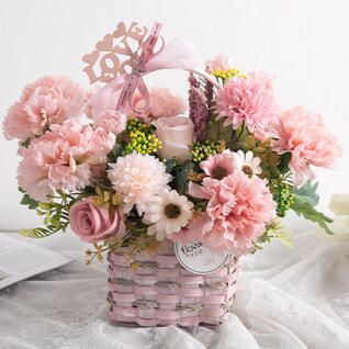카네이션 조화 바구니 리틀달링set 35cm 장식 소품