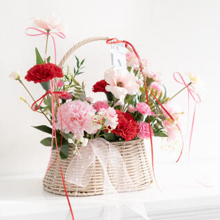 감사하는 마음 카네이션 조화 바구니 set 40x36cm 꽃