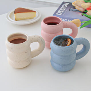 도트 버블 도자기 예쁜 손잡이 머그 350ml 도자기