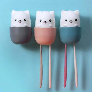 퍼피 욕실 칫솔 면도기 꽂이 양치컵 걸이 거치대