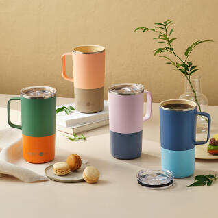 아소부 세라믹코팅 스텐 타워 머그 파스텔 600ML