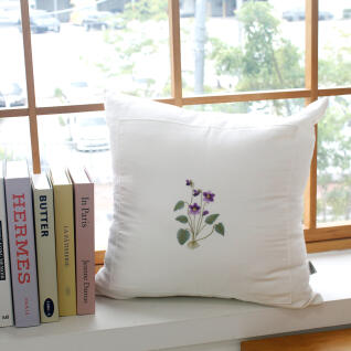 자수_제비꽃 북유럽 코튼 쿠션45x45(솜포함)