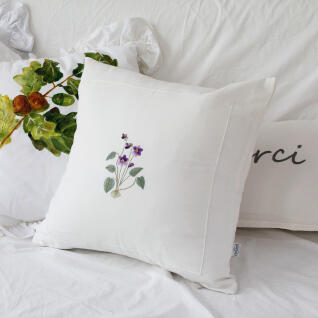 자수_제비꽃 북유럽 코튼 쿠션45x45(솜포함)