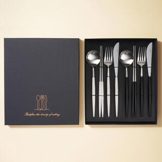 보겐 에펠 커트러리 세트 8P 샤틴(블랙,화이트) 2인