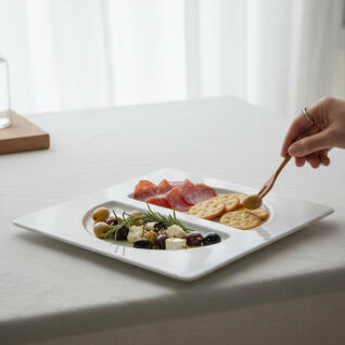 라크 포셀린 호텔 접시 반달 스퀘어 플레이트 30cm