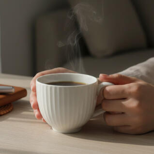 라크 포셀린 호텔 머그컵 화이트 라인 라떼잔 350ml