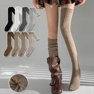 니에르 울 30% 함유 여성 겨울 롱 오버 니삭스