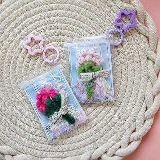 카네이션 모루 글리터 파츠 지퍼백 키링 DIY KIT