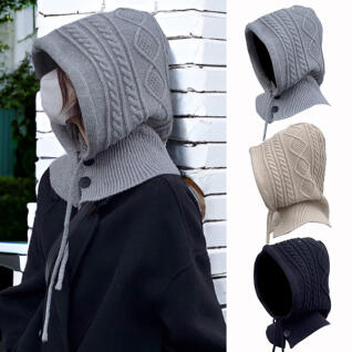 루크론 여성 겨울 바라클라바 니트 후드 모자