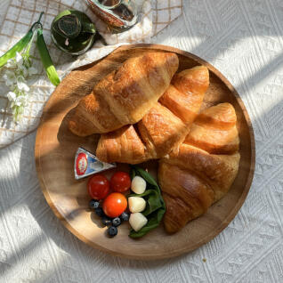 Holin 아카시아 통원목 수제 우드 원형 플레이트 (대)