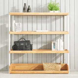 콜미 원목 대형 선반 다용도 수납 진열장 4단 1200