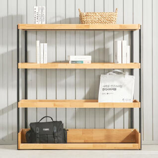 콜미 원목 대형 선반 다용도 수납 진열장 4단 1200