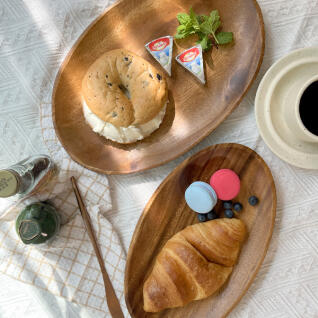 Holin 아카시아 통원목 수제 우드 오발 플레이트(특대)