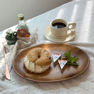 Holin 아카시아 통원목 수제 우드 오발 플레이트(특대)