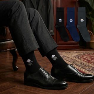 레노마 남성 정장 아가일 장목 양말 3족팩