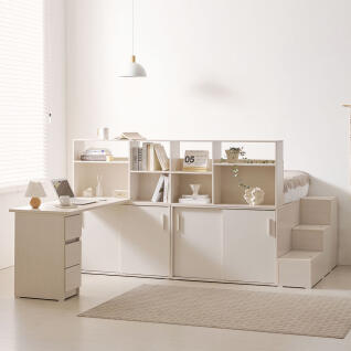 포포 책상 책장형 풀세트 침대 프레임 SS 1500