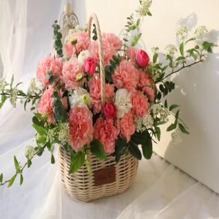 [카네르] 생화 꽃바구니 카네이션 핑크 대