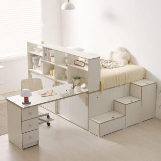 포포 책상 파티션 수납침대 풀세트 SS 프레임