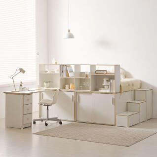 포포 책상 파티션 수납침대 풀세트 SS 프레임