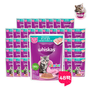 위스카스 고양이파우치 주니어 참치 80G 48팩