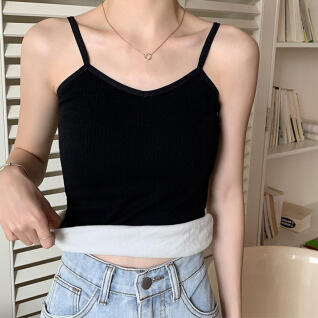 여성 융털 끈나시 겨울 방한 기모 슬리브리스 나시