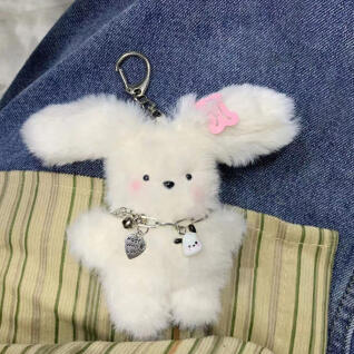 화이트 토끼 인형 키링(헤어핀+목걸이 포함)