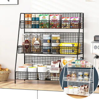 철재 3단 거실 주방 틈새 수납장 선반 수납함