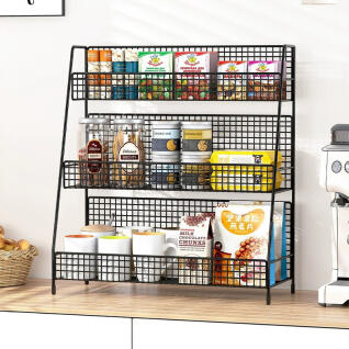 철재 3단 거실 주방 틈새 수납장 선반 수납함