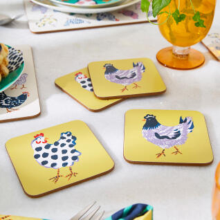 닭 코르크 컵받침 2p