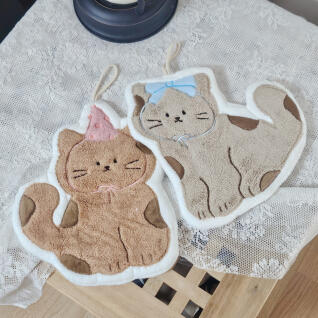 고양이 주방 욕실 극세사 도톰 핸드타올 고리수건 2