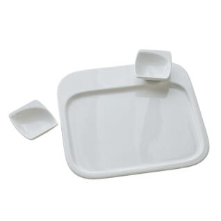 라크 호텔 접시 스퀘어 플랫 플레이트&소스볼 세트